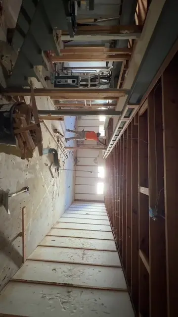 Basement framing exposed