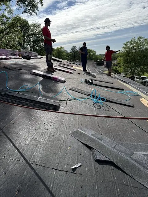 Roof replacement in progress