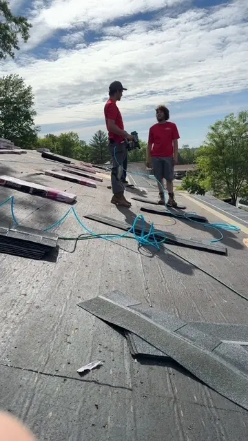 Roofing crew at work