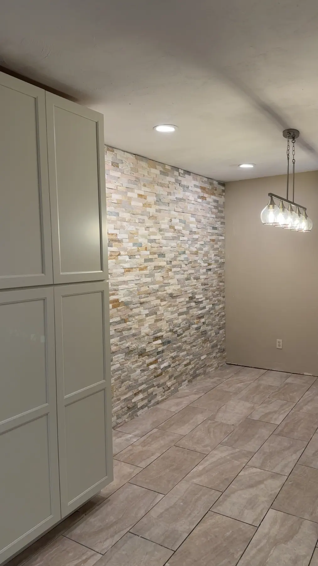 Finished kitchen feature wall